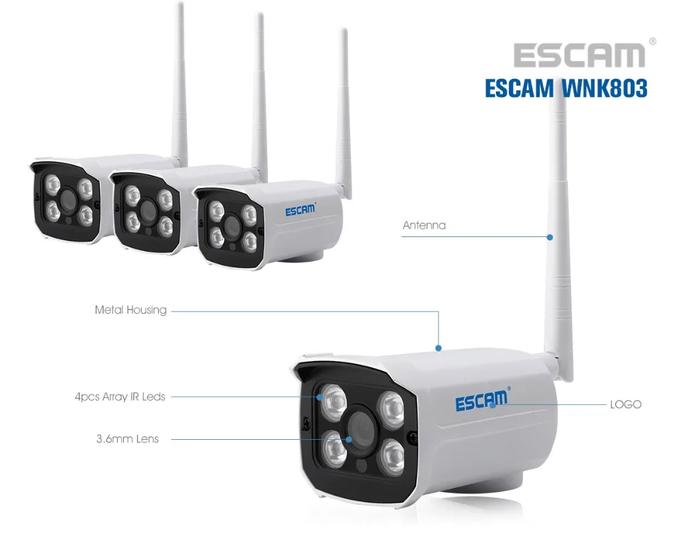 ESCAM WMK803 720 P 8CH Беспроводной WI-FI IP Камера и WI-FI NVR комплект