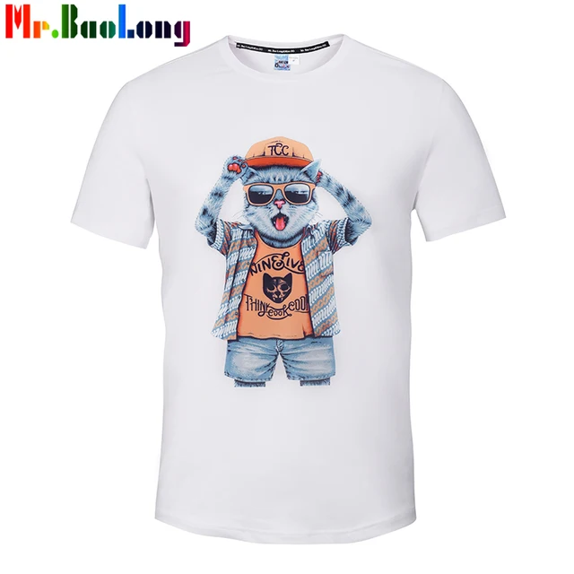 Mr Baolong 2017 Nowa Moda Mężczyzna 3d Tshirt Zabawne Okulary