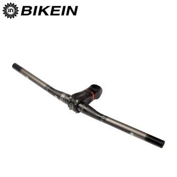 

BIKEIN - Professional Cycling MTB One-shaped Handlebar Mountain Bike 10 Degrees Stem Ultralight Full Carbon Handlebar Sets 265g
