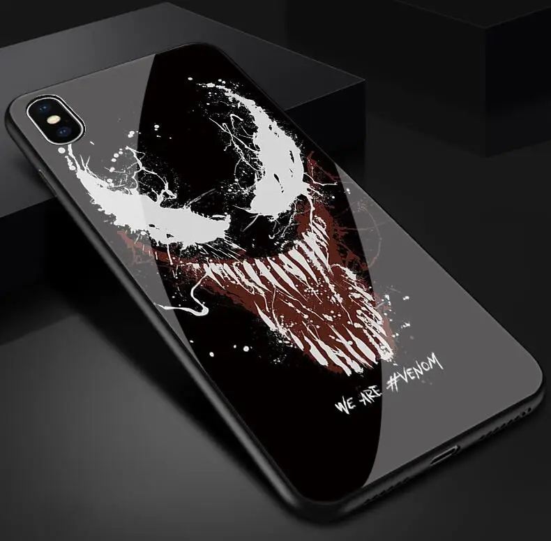 Venom закаленное стекло Железный человек Мстители чехол для телефона для iphone X XR XS Max 7 6 6S 8 plus для iphone 11 pro max IronMan чехол s - Цвет: 03