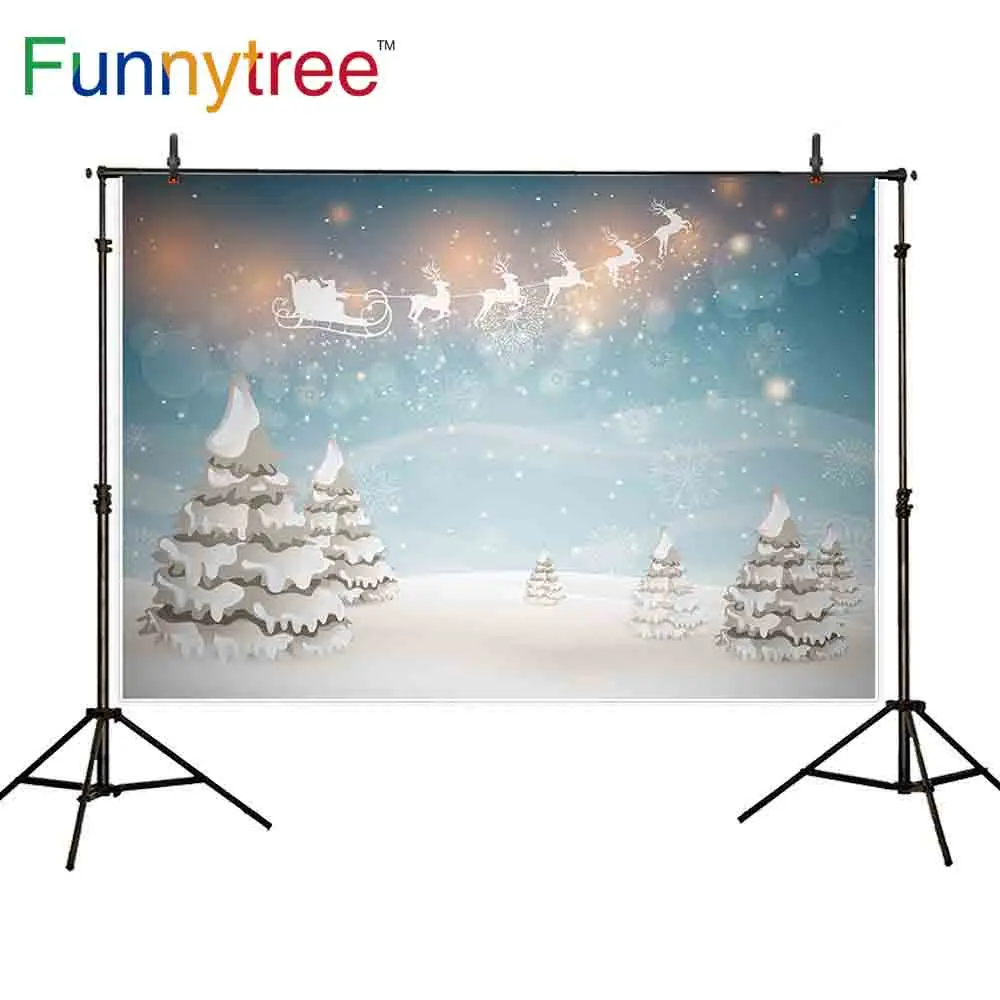 Фон для фотосъемки Funnytree Зимний Белый олень в небе снежные деревья волшебный
