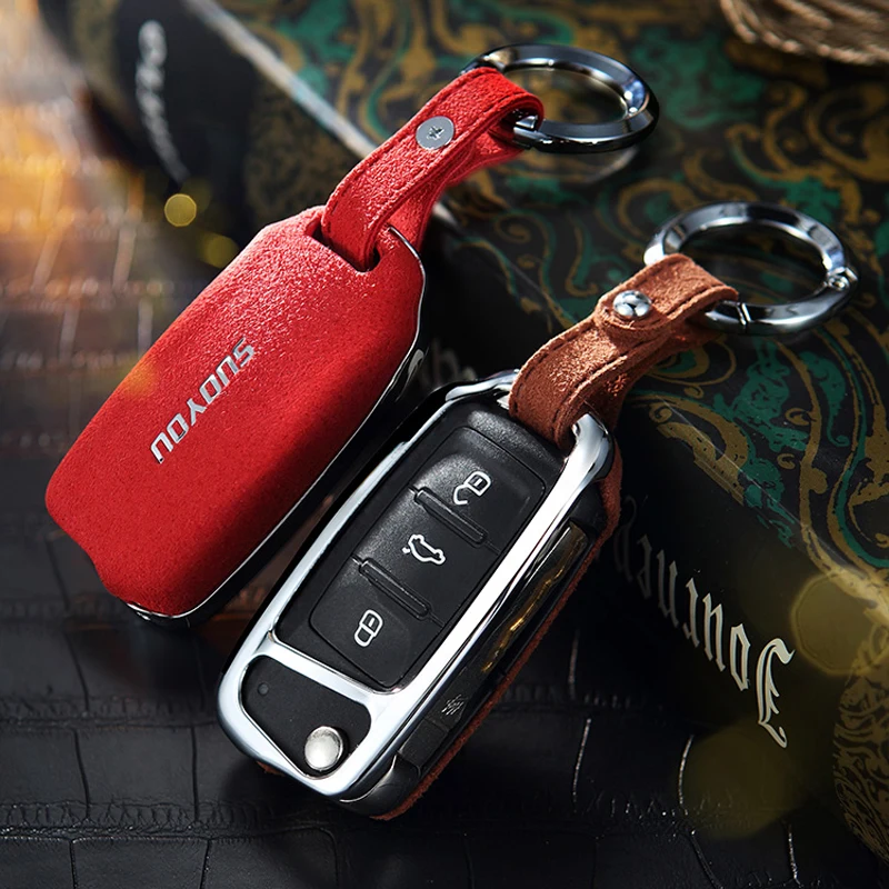 

Genuine Leather Galvanized Alloy Car Key Case Cover For Skoda Kodiaq Rapid Octavia 1 2 A5 A7 Superb A7 Yeti For Golf 7 MK7