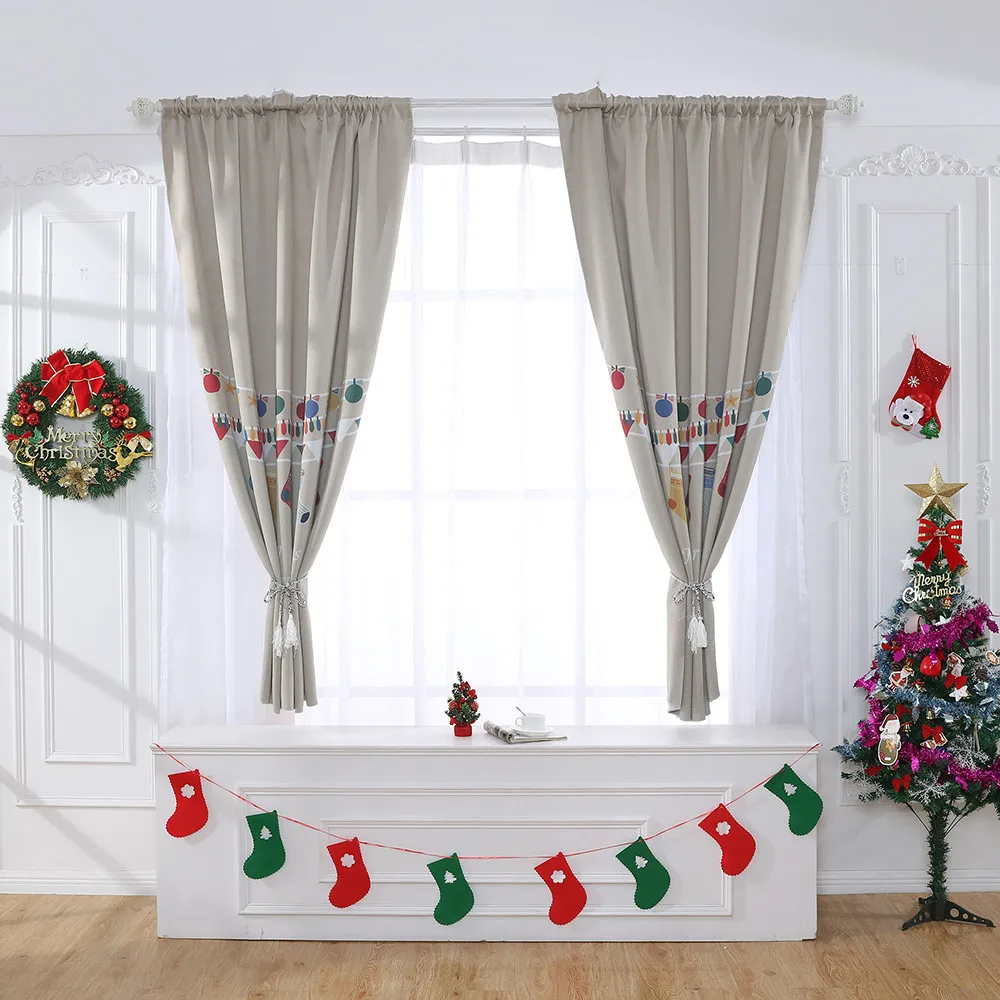 Рождественский занавес обработки окна тюль с драпировкой подзор 1 панель ткань в гостиная домашний декор Voile s 3,29