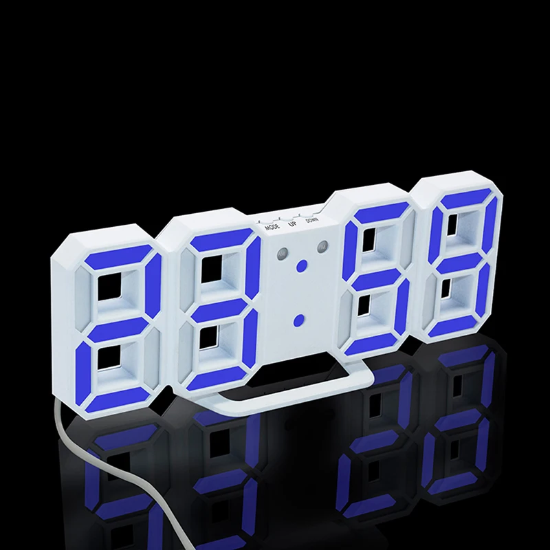  3D LED Digital Clock Snooze Desk Alarm Clock for Bedroom Table Wall Clocks 24/12 Hour Display Night