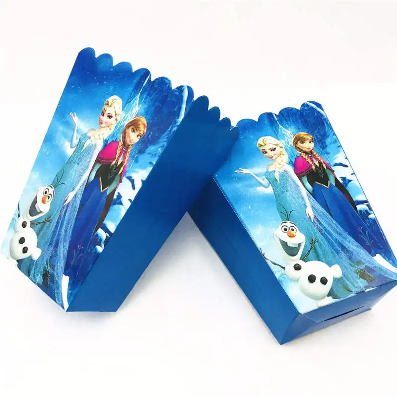 

6pcs/Lot Cartoon Disney Frozen Box Disposable Paper Box Princess Anna Elsa Theme Birthday Party Baby shower Popcorn Box Supplies