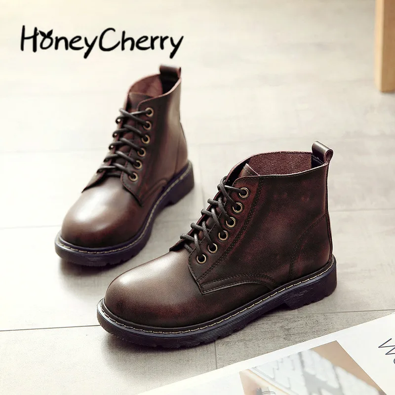 

Velvet Martin Boots Soft Leather High Leather Shoes, English Flat Ankle Boots, 2019 Women shoes size5.5-8.5
