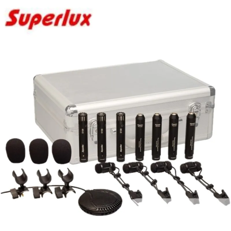 

Original Superlux drk681 Top Quality drum kit drum condenser microphone 8 pieces including clips