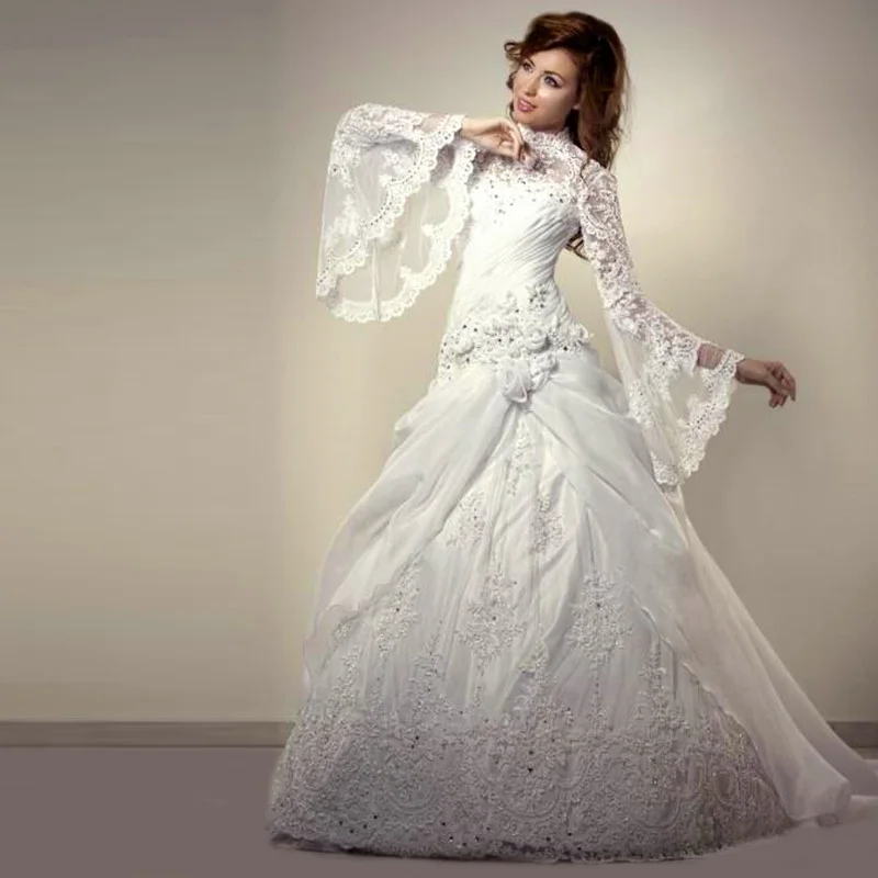 Muslim Wedding Dresses turkey Ball Gown High Neck vestido de noiva Arabic Robe Mariage 2017 | Свадьбы и торжества