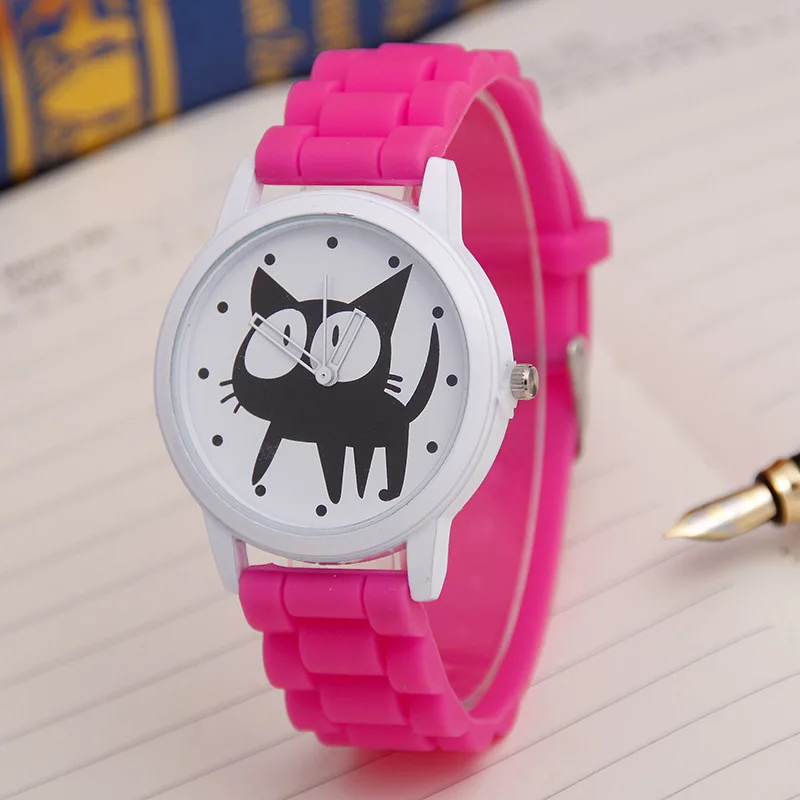 Милые Мультяшные кварцевые часы с кошкой женские силиконовые часы с рисунком кота женские наручные часы Часы Relogio Feminino женские часы