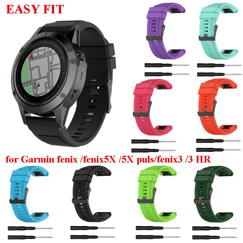 

10 Colors 26MM Watchband for Garmin Fenix 5X Plus 3 3 HR Descent Mk1 Watch Quick Release Silicone Easy fit Wrist Band Strap