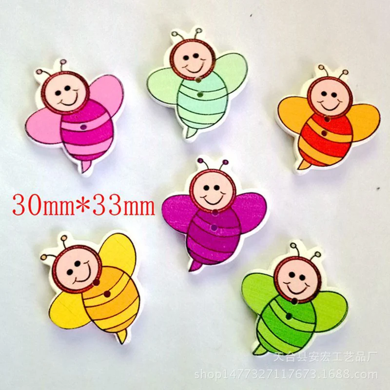10PCS//Bag Cartoon Cat Shape Wood Buttons Decorative Sewing Buttons Crafts//Y