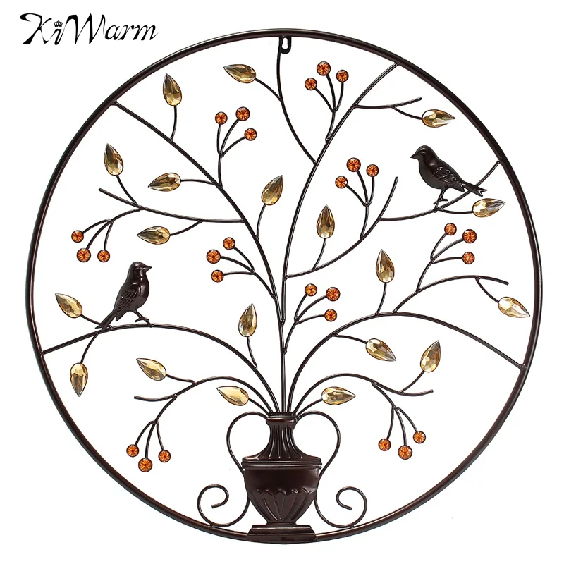 

KiWarm Modern Black Birds Tree Metal Iron Sculpture Ornament for Home Room Wall Hanging Decoration Art Crafts Gift 62cm/24.4inch