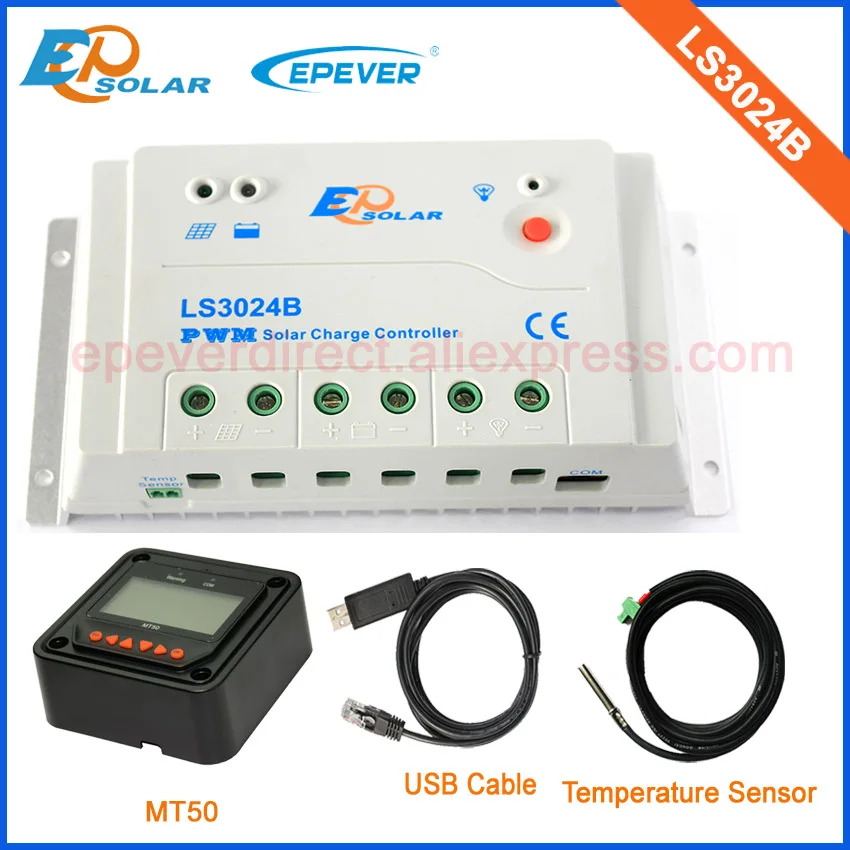 

PWM control charger solar 30A 30amp LS3024B USB cable temperature sensor and MT50 remote meter