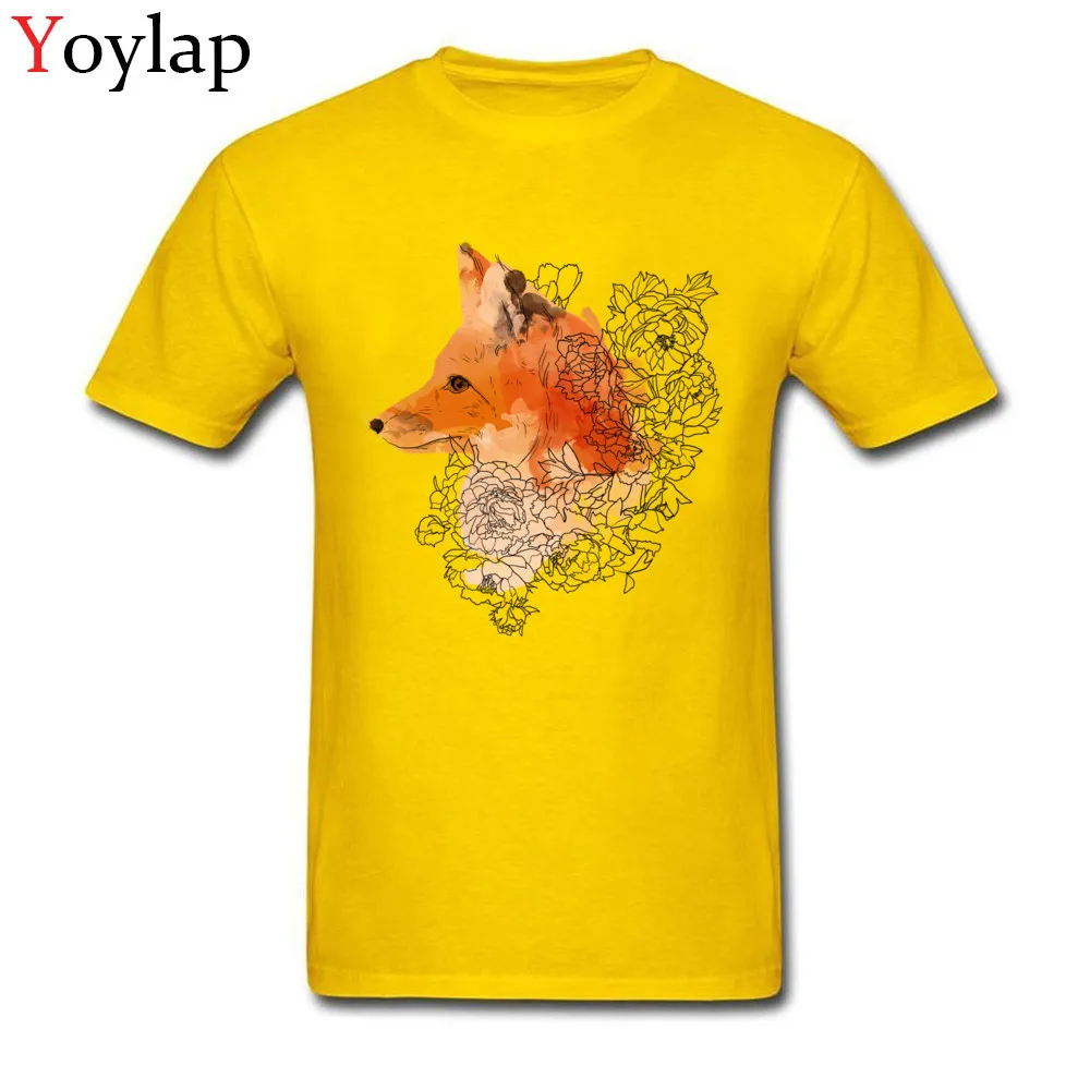 Cute 3D Printed T Shirt Crewneck 100% Cotton Watercolor fox Student Tops Shirts Short Sleeve Summer 3D Printed Sweatshirts yellow