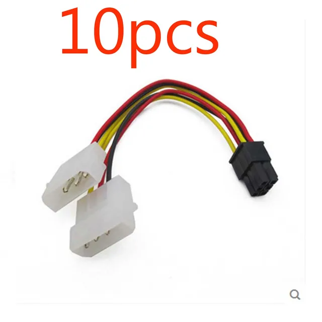 Modest 10pcs  2Dual 4 Pin Molex IDE to 6 Pin PCI-E Graphic Card Y Power Cable Adapter