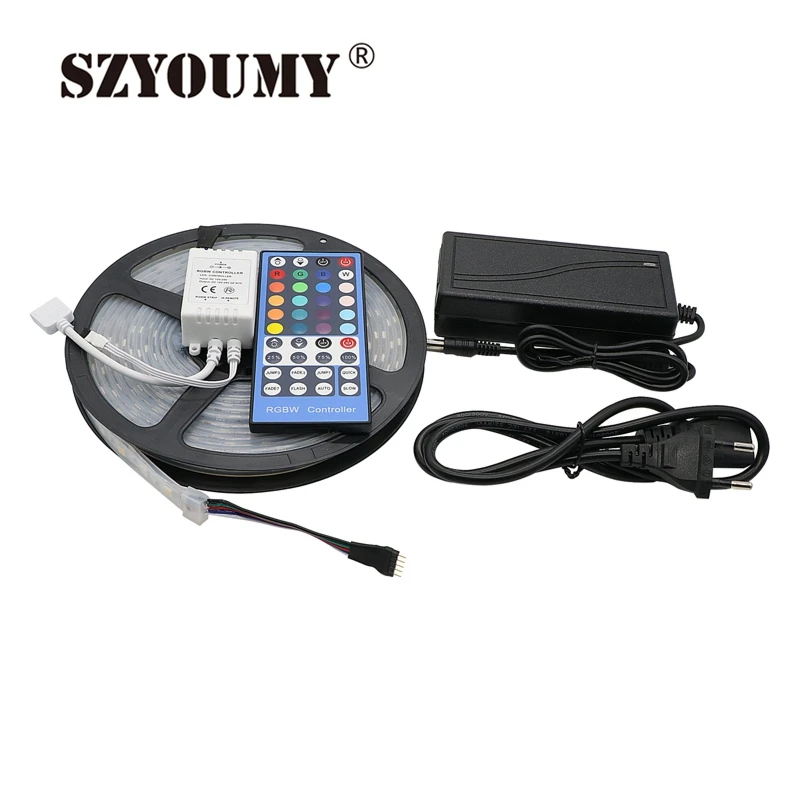 Szyoumy 5 м RGBW RGBWW полосы света 5050 SMD DC 12 В 60 светодио дный s/m Водонепроницаемый IP67 светодио дный в полоску + 40 ключ контроллер RGBW + Мощность адаптер