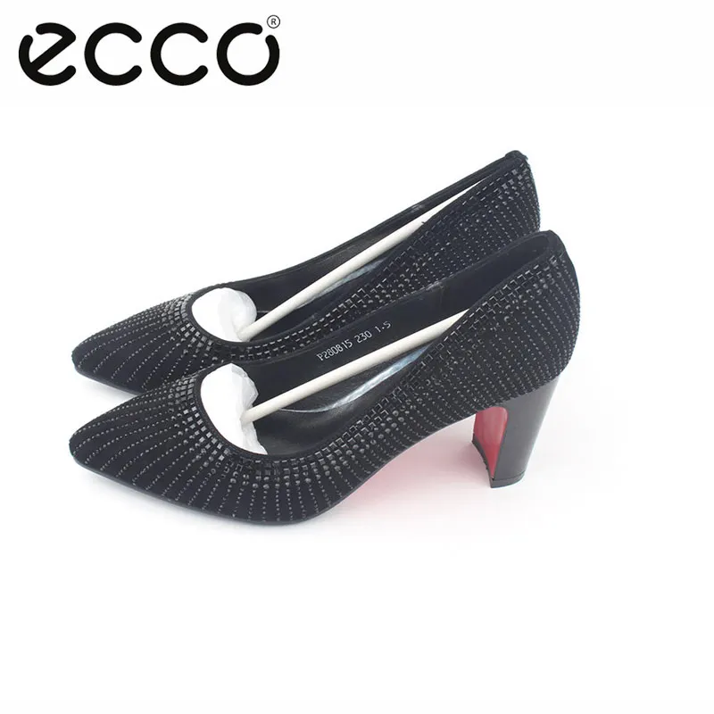 

Ecco 2019 Top Quality Genuine Leather Pointed Toe Party Shoes Ladies Shallow Slip On Spring Summer Brand Office Pumps Shoes