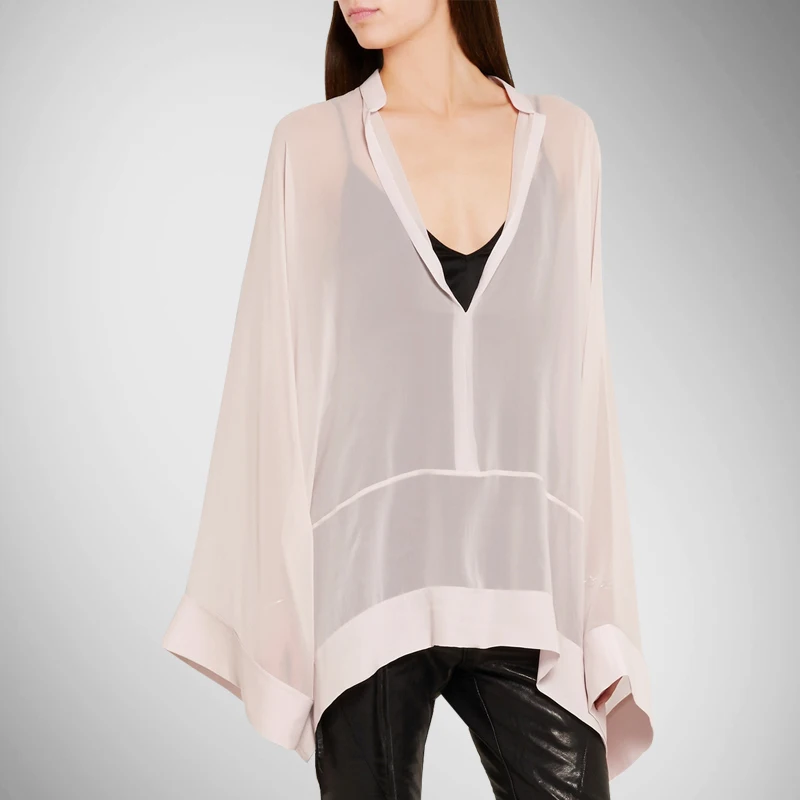 

Sale Rushed Body Silk Shirt Women Fashion Chiffon Blouses Oversized Bat Sleeve Large Loose Shirts Women's Clothing Tops