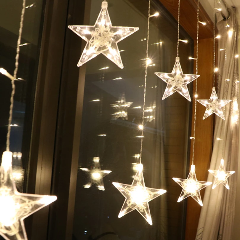 Grnflashing 2,5 м 138 светодиоды 8 режимов звезда под занавес Регулируемый строка освещение для Праздник Рождества Христова украшения спальни огни