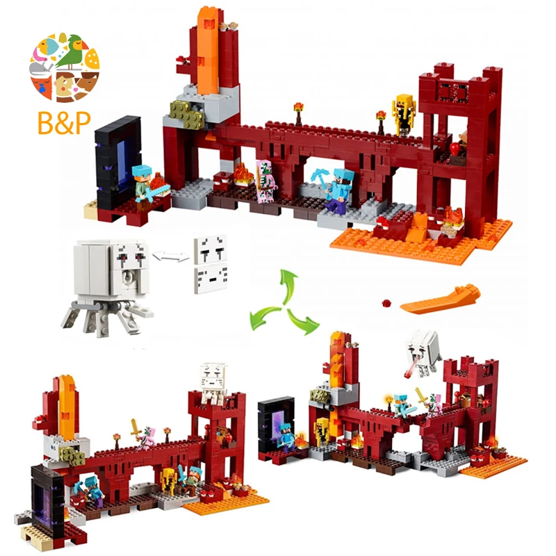 

21122 562pcs My worlds Series The Nether Fortress Model Building Block Brick Set Toys For Children 10393