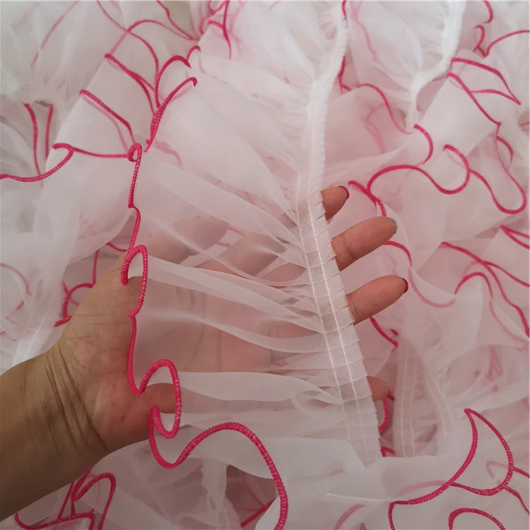 Изысканная точность органзы оборками кружевной ткани плотно подол плиссированные кружева отделка юбка манжеты Кукла Одежда Кружева аксессуары