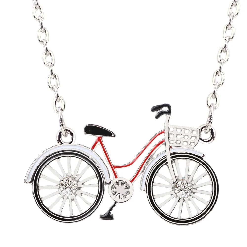 Bonsny массивный сплав велосипед в форме велосипеда чокер, ожерелье, подвеска, цепочка для воротника, новые модные аксессуары, ювелирные изделия из эмали для женщин