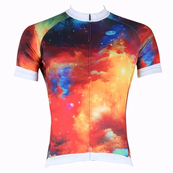

Free shipping Men Dream Nebula Short Sleeve Cycling Jersey Colorful Bike / Bicycle Apparel Breathable Polyester Cycling clothing
