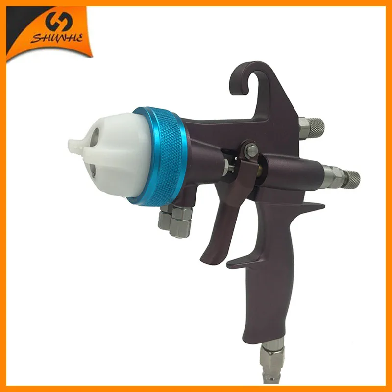 Nano Chrome Double Nozzle Mini Spray Gun Chocolate Chrome Plating Painting Gun SAT1202 dual nozzle chrome gun double head spray gun for spray chrome plating nano hydro chrome coating gun