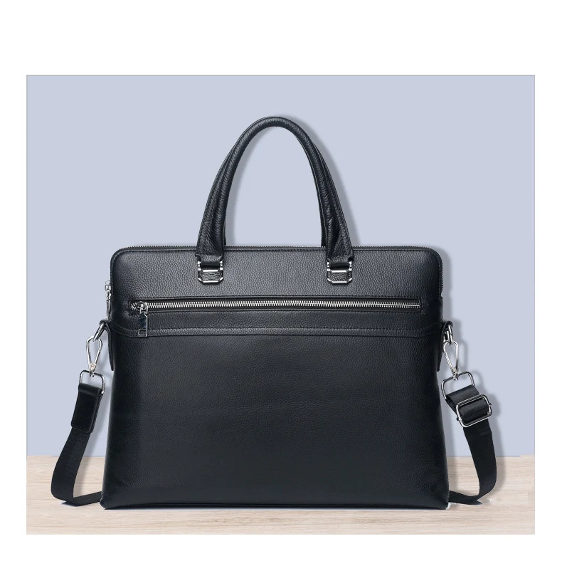 Sanqiandu мода двойной молнии Бизнес Для мужчин Портфели сумка известный бренд телячья кожа сумка для ноутбука Повседневное человек сумка