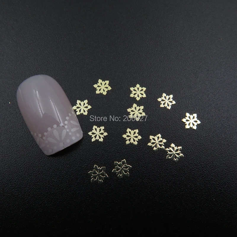 MS362-2 100 шт Золотая Милая Снежинка металлическая наклейка Металлизированное украшение для ногтей Наклейка для дизайна ногтей не клейкая наклейка
