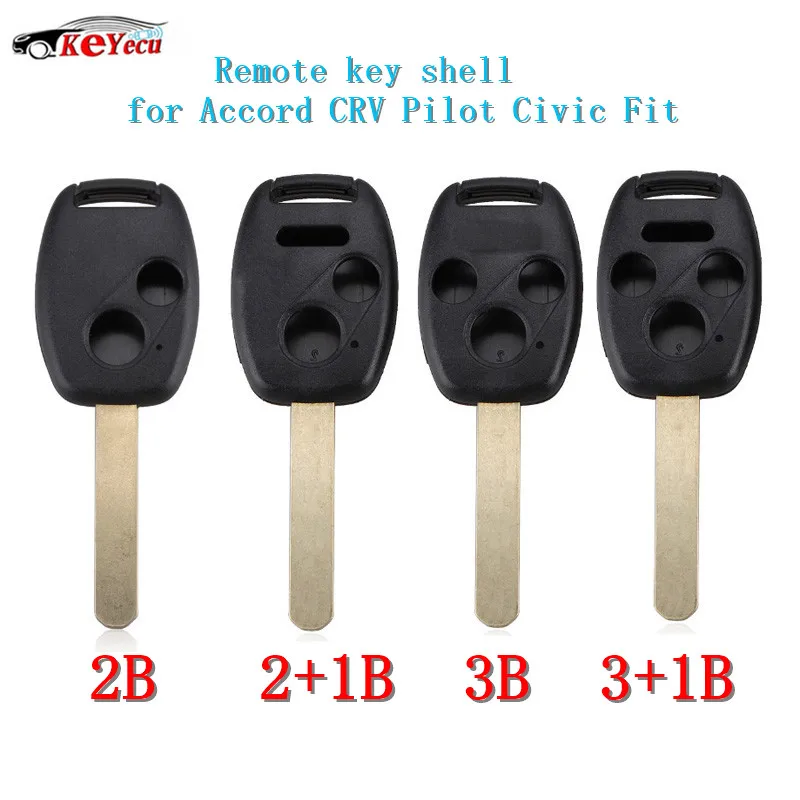 

KEYECU 2/2+1/3/3+1 Button Remote Key Shell Fit for HONDA Accord 2003-20132 CRV/Pilot 2005-2013 Civic 2006-20132 Fit 2007-2013