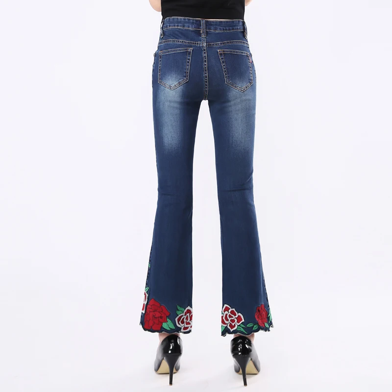 Мама Джинсы для женщин вышитые Мотобрюки Для с плюс Размеры 6xl Denim Over D Femme