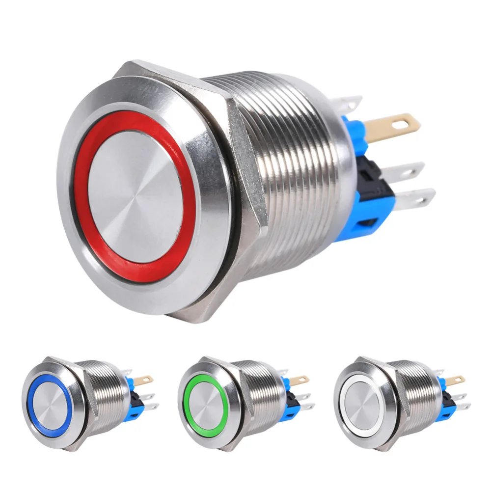22mm 12v Led 6 Pins Waterproof Stainless Self Locking