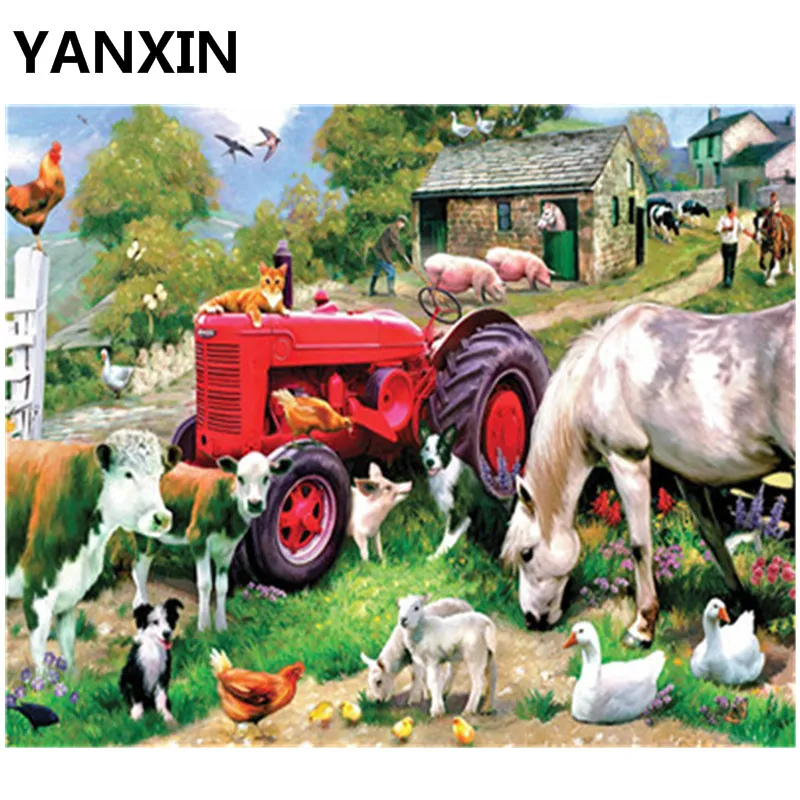 

YANXIN DIY Frame Painting By Numbers Oil Paint Wall Art Pictures Decor For Home Decoration