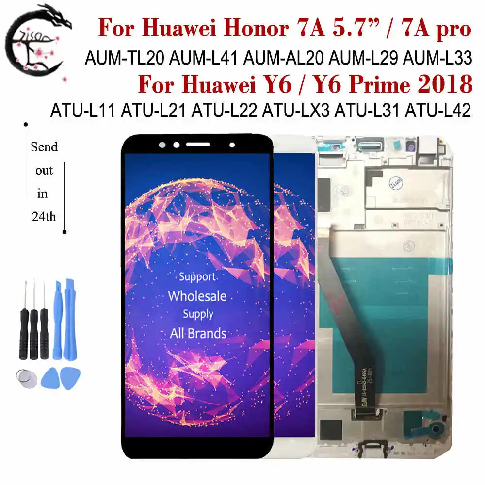 ЖК-дисплей 5,7 дюйма для Huawei Honor 7A Pro с рамкой для телефона, дисплей с сенсорным экраном и дигитайзером для Y6 Prime 2018, AUM-L29 L22, L11, LX3, ЖК-дисплей