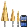 3 pcs Set Drill Bit HSS Step Cone Taper Hole Cutter Metric 4-32mm Titanium Coated Metal Hex drill сверло ступенчатое сверла ► Photo 1/6