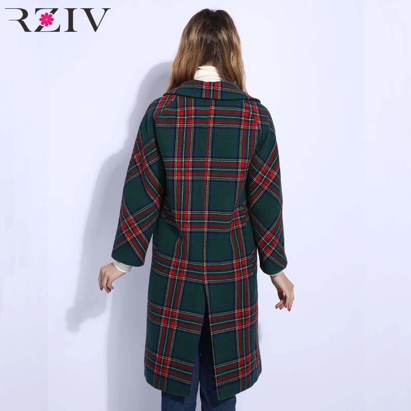 RZIV 2018 Winter long coat Women casual plaid coat pocket decoration loose oversized coat RZIV 2018 Winter long coat Women casual plaid coat pocket decoration loose oversized coat