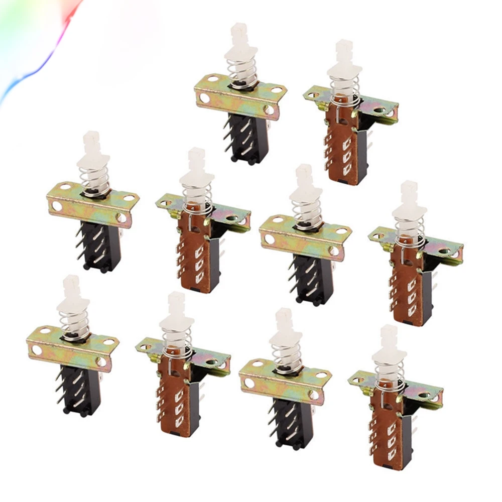 

5 Pcs 6 Terminals Spring Loaded SPST Latching Power Micro Push Button Switch