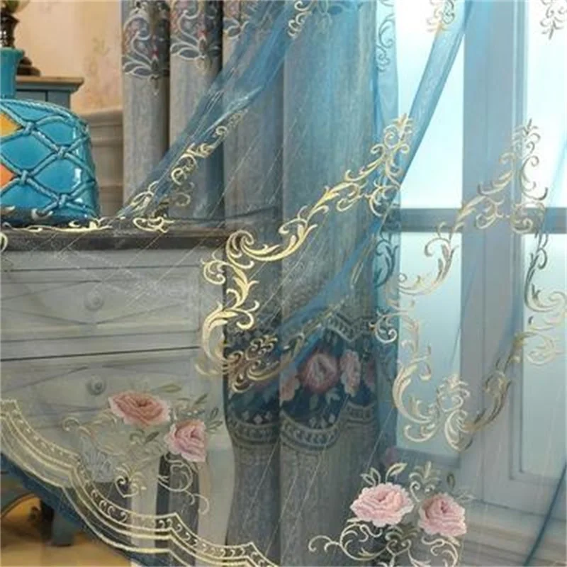 Европейские роскошные вышитые шторы для Rideaux Pour Le Salon, прозрачные тюлевые шторы на окна, элегантные европейские шторы AG01& 3