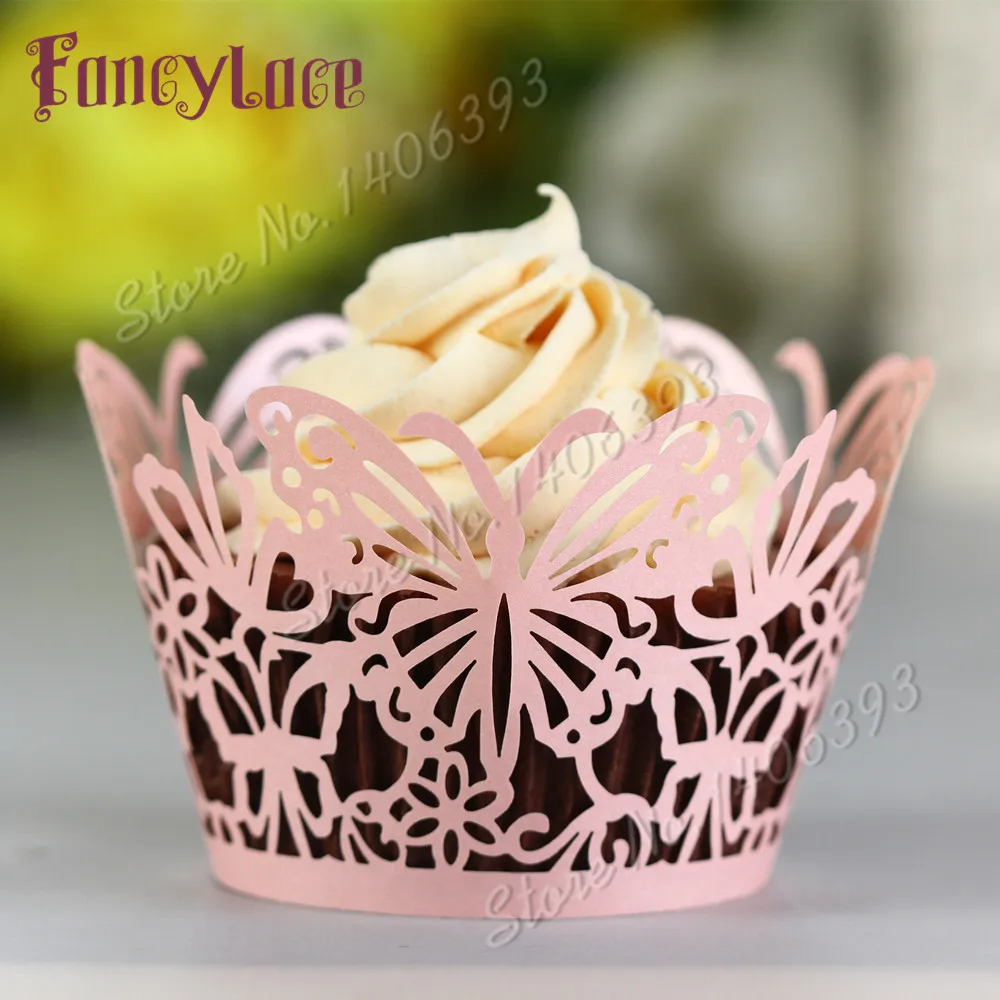 24pcs Colorful Cup Cake Liners laser cut Butterflies Patterns Wedding