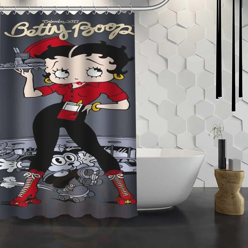 Лидер продаж пользовательские Betty Boop душ Шторы Водонепроницаемый Ткань душ Шторы для Ванная комната F# y1-17 - Цвет: Красный