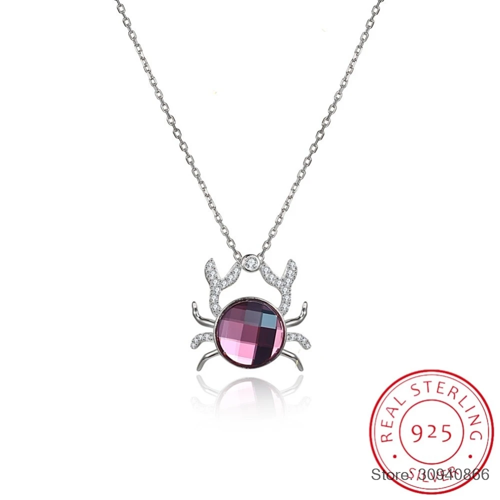 

SMTCAT Necklaces For Women Fashion Crab Crystals From Necklaces Pendants Real 925 Silver