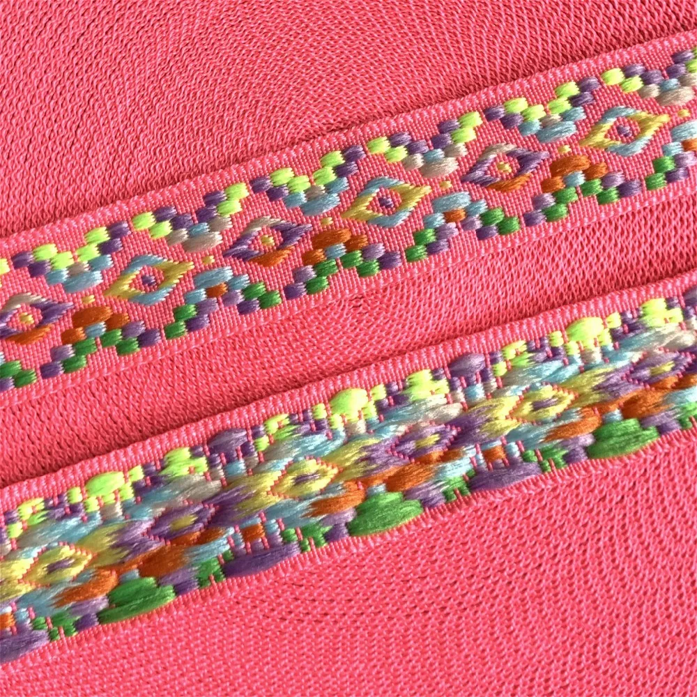 

ZERZEEMOOY NEW 7/8'' 25mm 5yard/lots 100% polyester Zakka Handmade Pink geometry Woven Jacquard Ribbon dog lace QDZD19050602