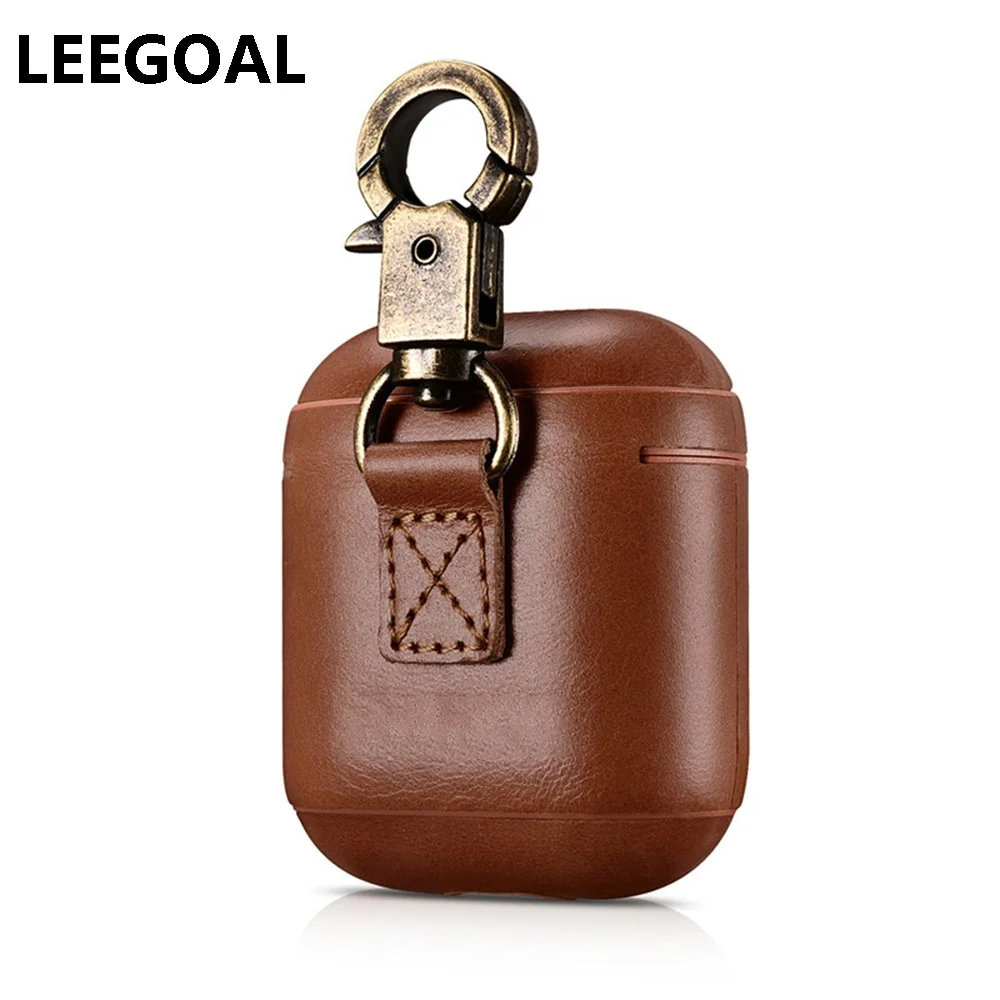 

Cowhide Earphone Case For Apple Airpods Genuine Leather Protector with Buttons headphone Case Earphone Protective wireless Cover