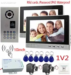 SUNFLOWERVDP Видео Интерком для частный дом IP65 с rfid-меткой водозащитные/пароль видео-дверной звонок Домофон 10 "Цвет дверной звонок с ЖК-дисплеем