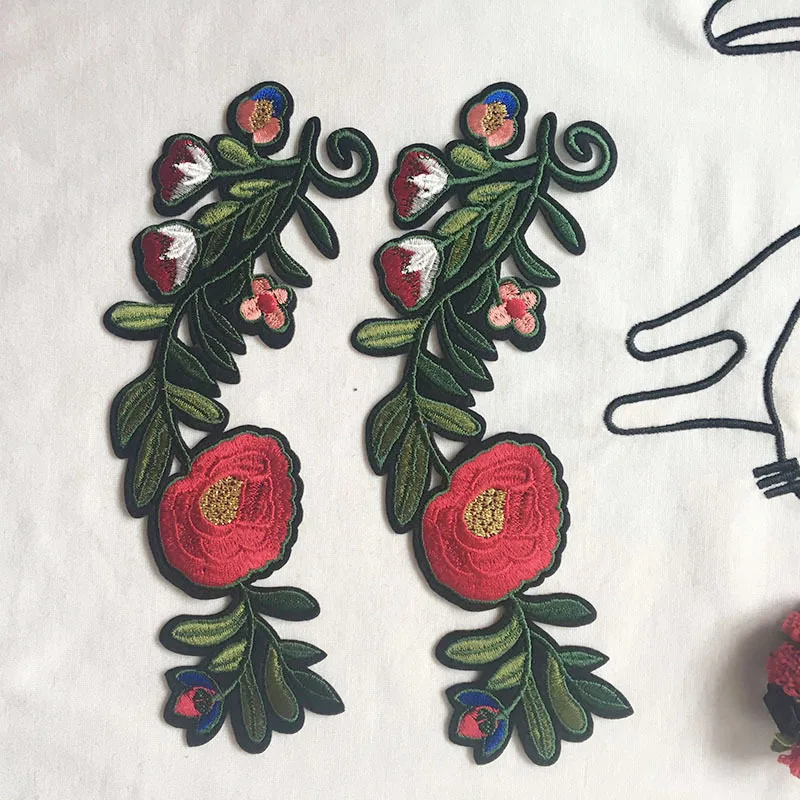 Аксессуары для одежды DIY Вышивка Длинные ветви цветы cheongsam платье кошелек патч назад клей пастообразный клей