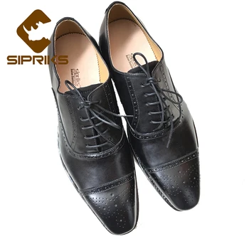 

Sipriks Mens Brogue Shoes Elegant Black Suits Men Shoes Luxury Brand Mens Oxford Dress Shoes Vintage Boss Leather Tuxedo Shoes