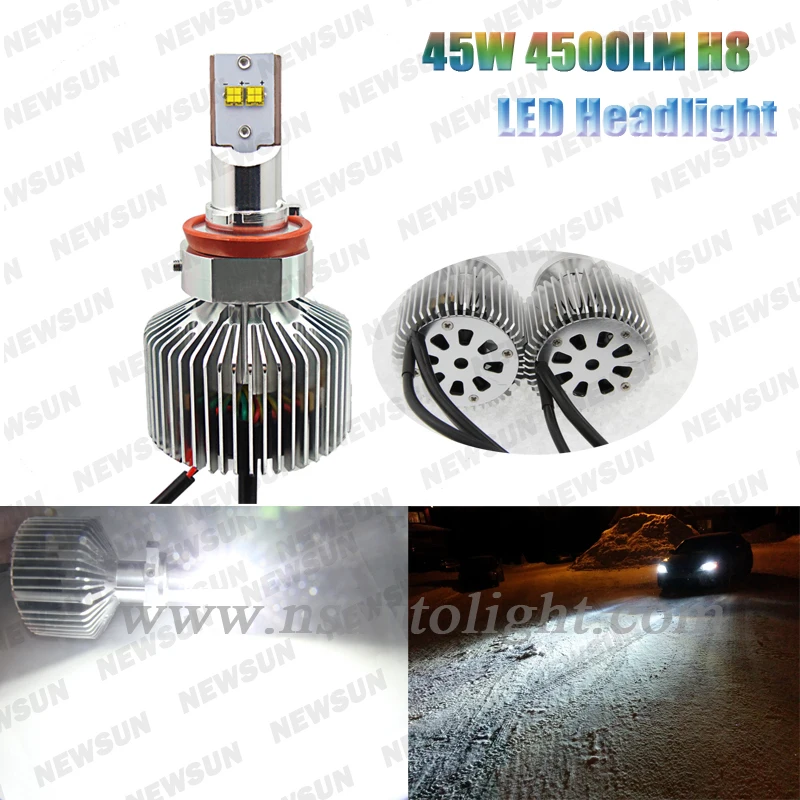 

Free Shipping 2pcs H8 Led Bulb Xenon Replacement Light Lamp Bulb Car Headlight Lighting 45W 6000K White Led Fog Light Bulb