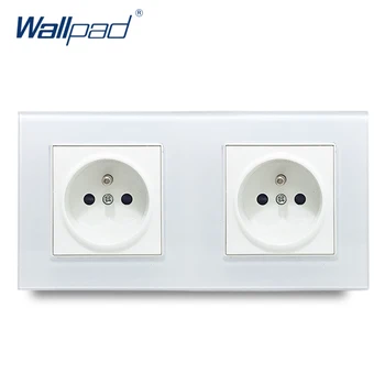 Dual French Socket Wallpad Crystal Glass Panel 110V-250V 10A-16A 172*86mm Double EU French Standard 16A Wall Socket Power Outlet livolo eu standard wall power socket white crystal glass panel manufacturer of 16a wall outlet vl c7c2eu 11