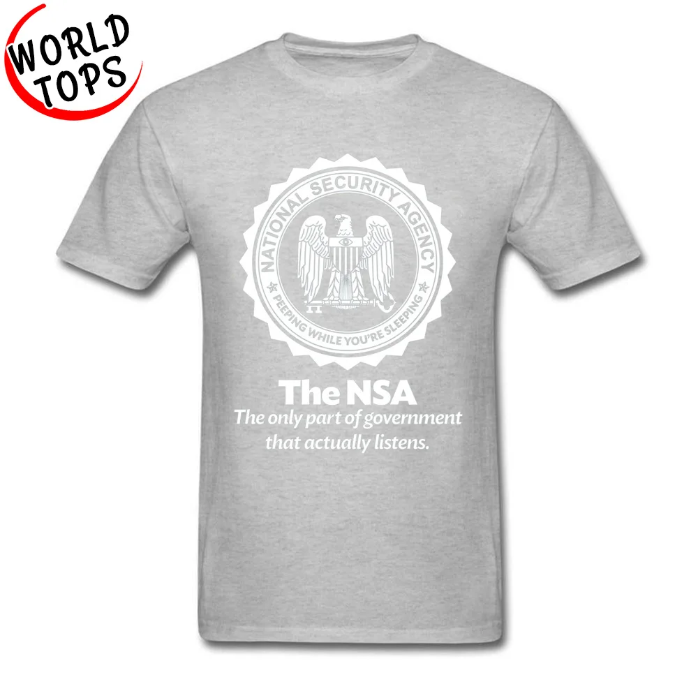 2018 Hot Sale Man Tops Shirts The NSA 6316 Personalized Tshirts Cotton Fabric Short Sleeve Custom Tees Round Collar The NSA 6316 grey